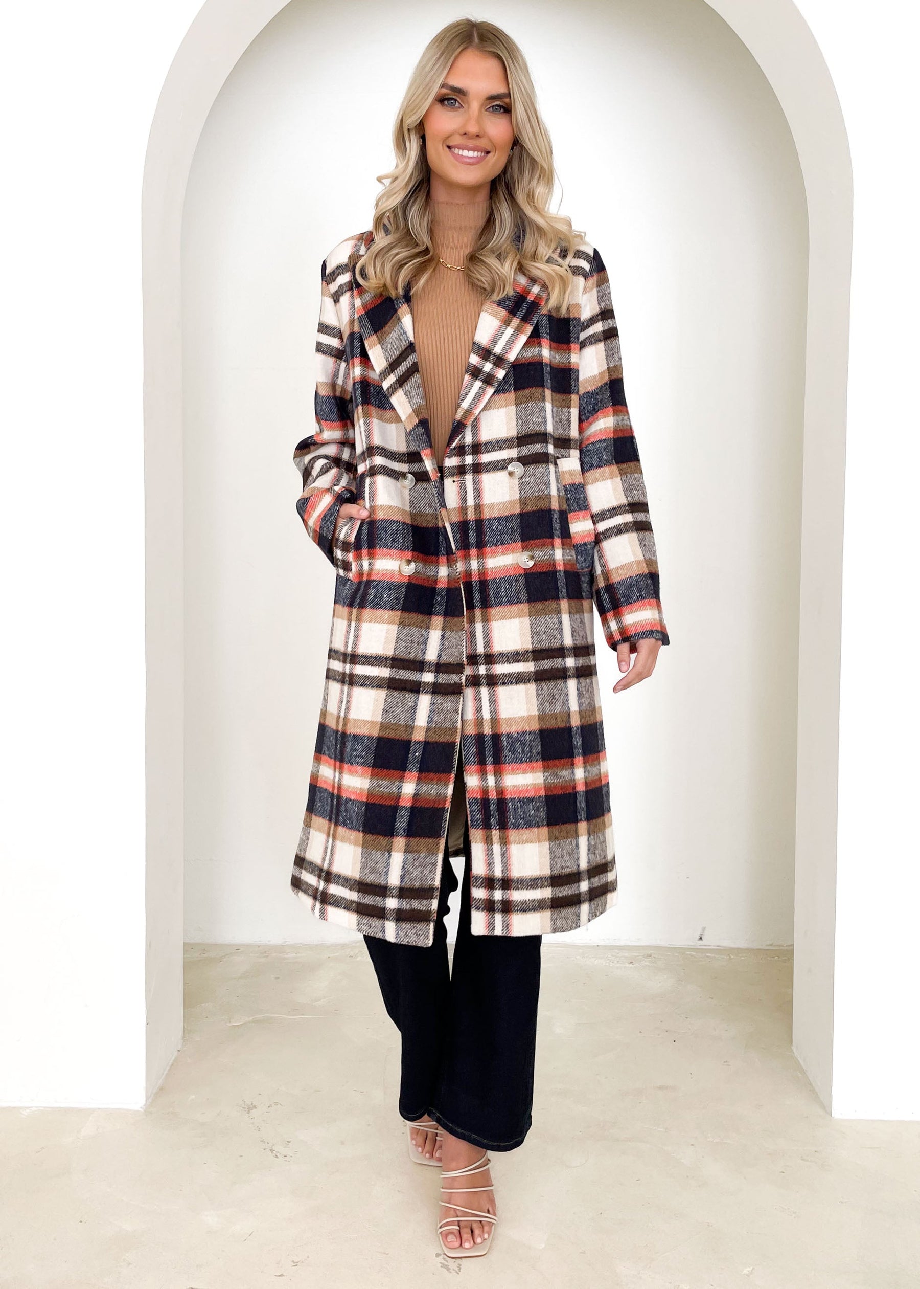 Kaylah Coat - Navy Check