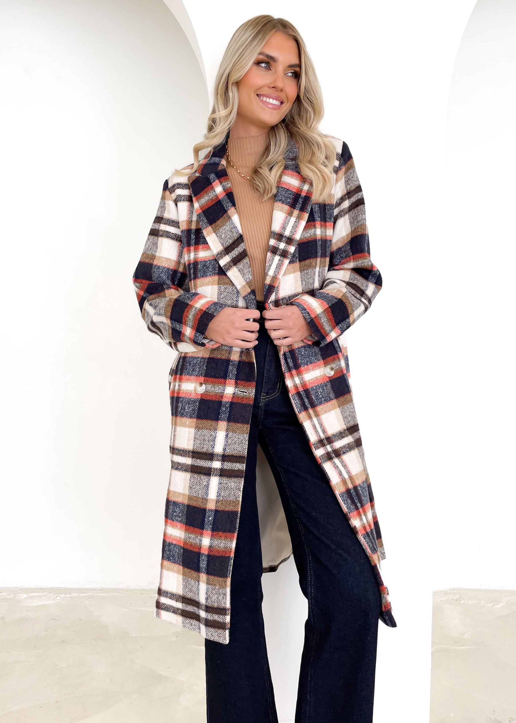 Kaylah Coat - Navy Check