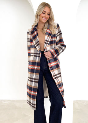 Kaylah Coat - Navy Check