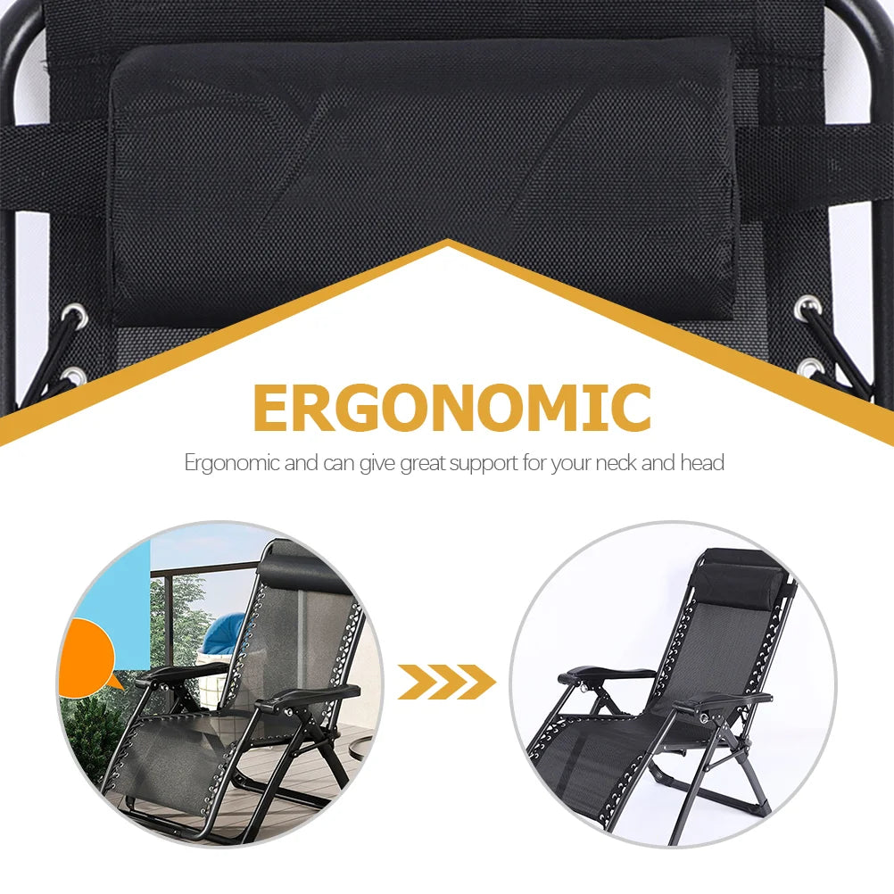 2 Pcs Recliner Pillow Foldable Chair Home Headrest Use Reclining Camp Car Neck Fabric Sponge Deck Outdoor Lounger