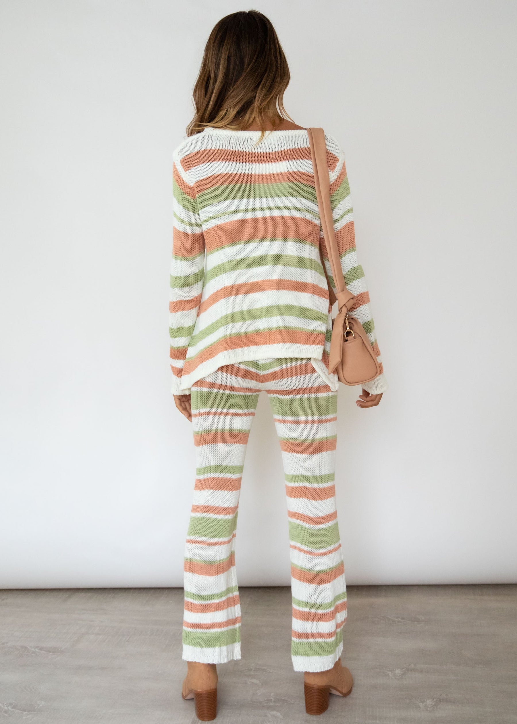 Lonely Hearts Knit Set - Sage Stripe