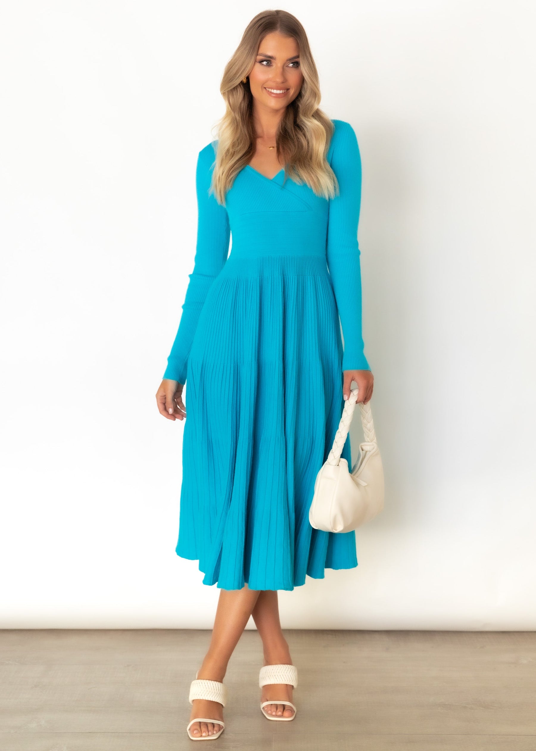 Alise Knit Midi Dress - Blue