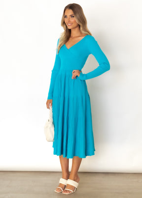 Alise Knit Midi Dress - Blue