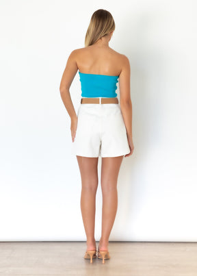 Marini Strapless Knit Top - Blue