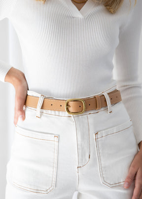 Kodey Leather Look Belt - Beige