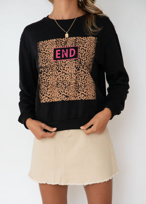 End Leopard Sweater - Black