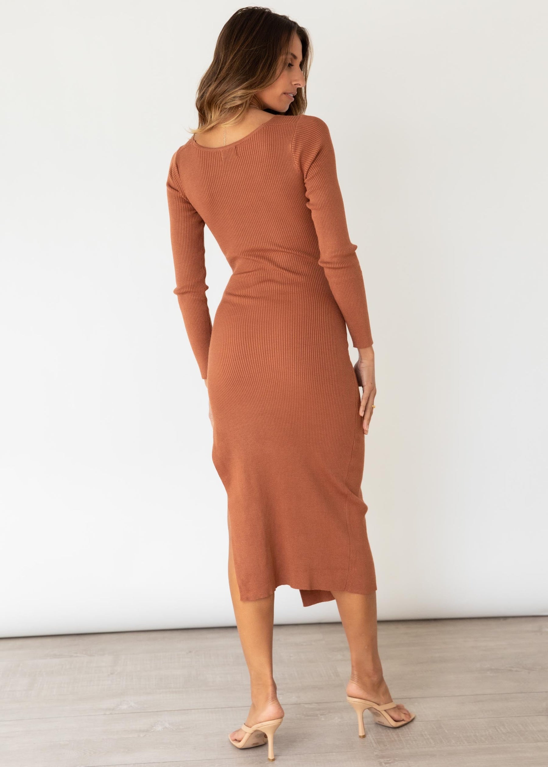 Dekota Knit Midi Dress - Choc