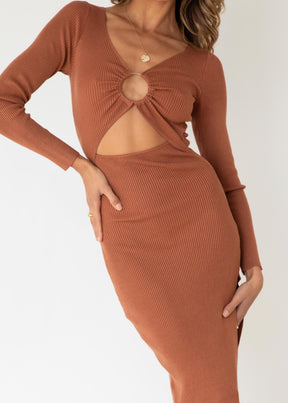 Dekota Knit Midi Dress - Choc