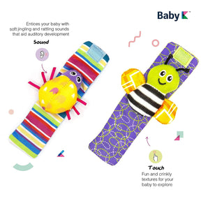 BABY Foot Finder Socks & Wrist Rattles - Newborn Toys for Baby