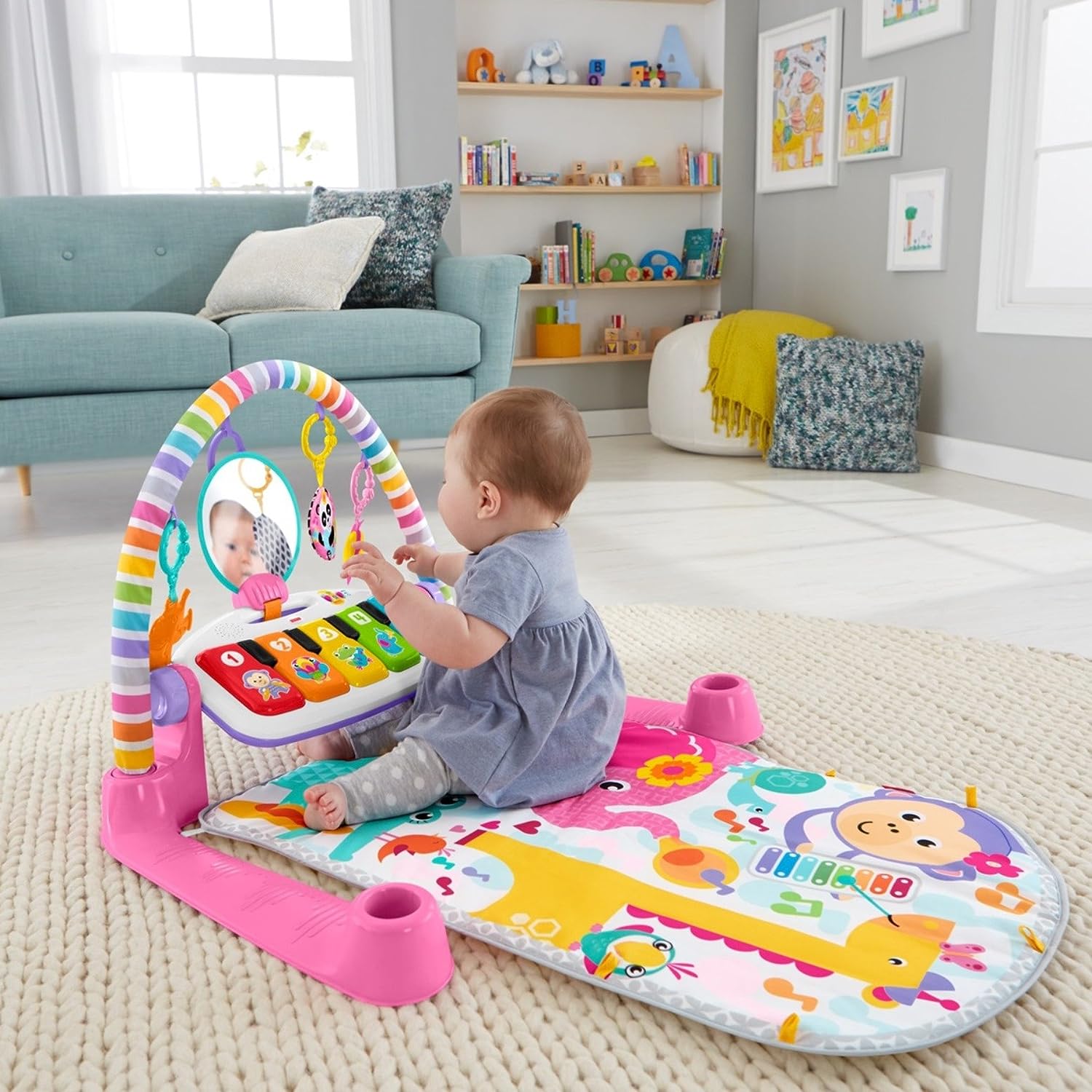 Fisher Price Baby Playmat Deluxe Kick & Play Piano Gym & Maracas with Smart Stages Learning Content