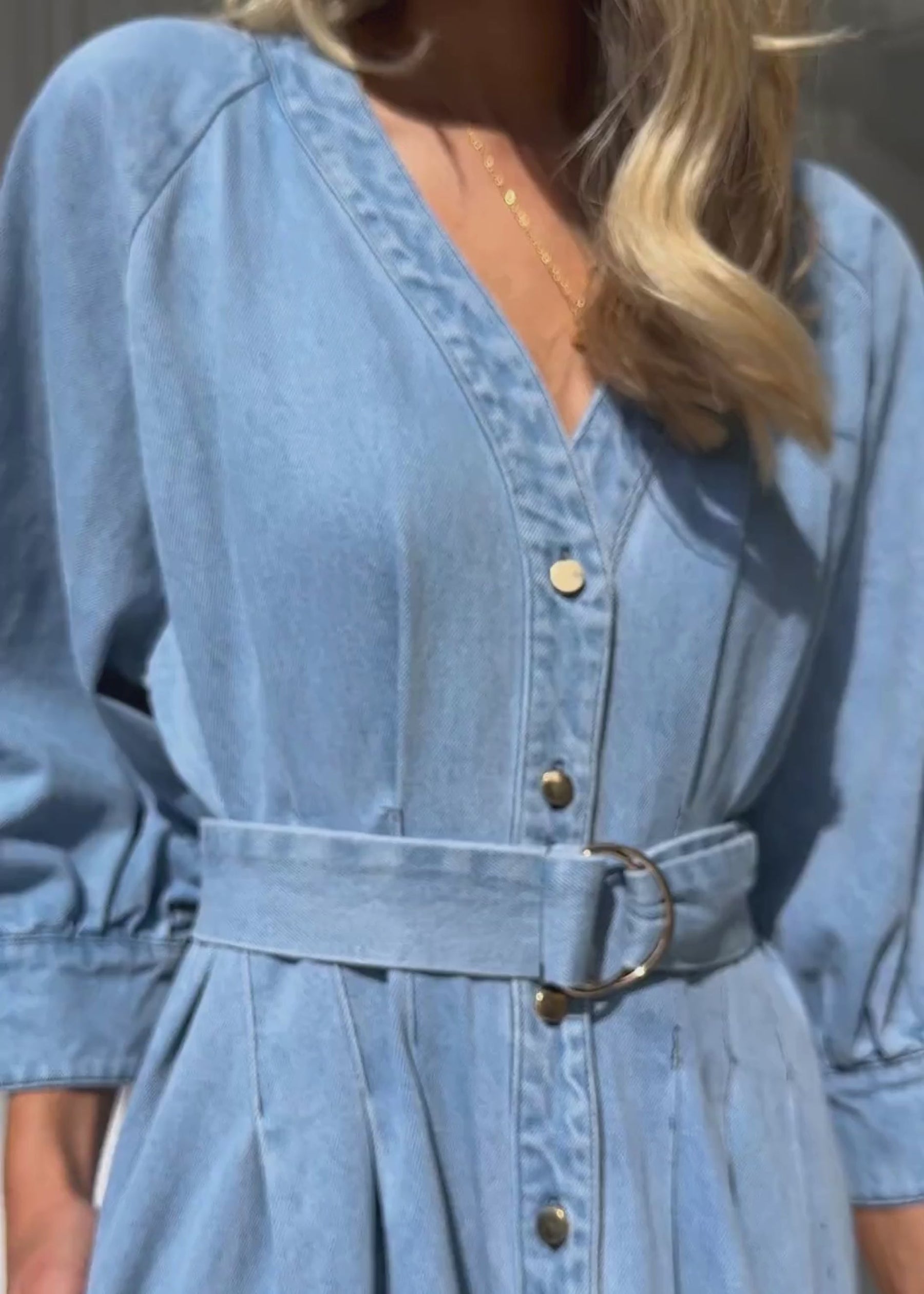 Camden Denim Midi Dress - Light Blue