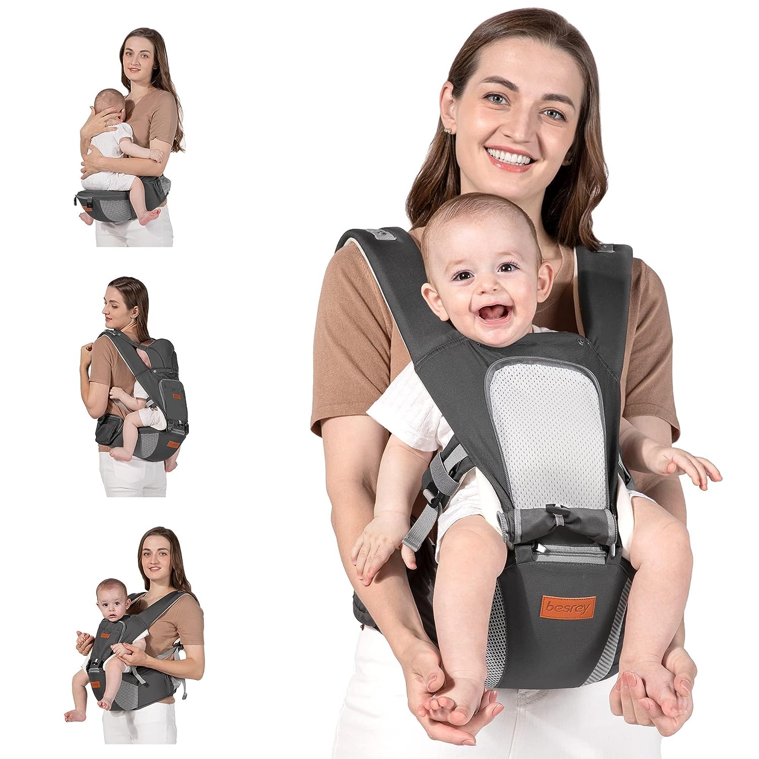 Baby Carrier Front Facing Holder, Hip Seat, Dad Kangaroo Carrier ,Toddler Chest Hybrid Wrap Carrier