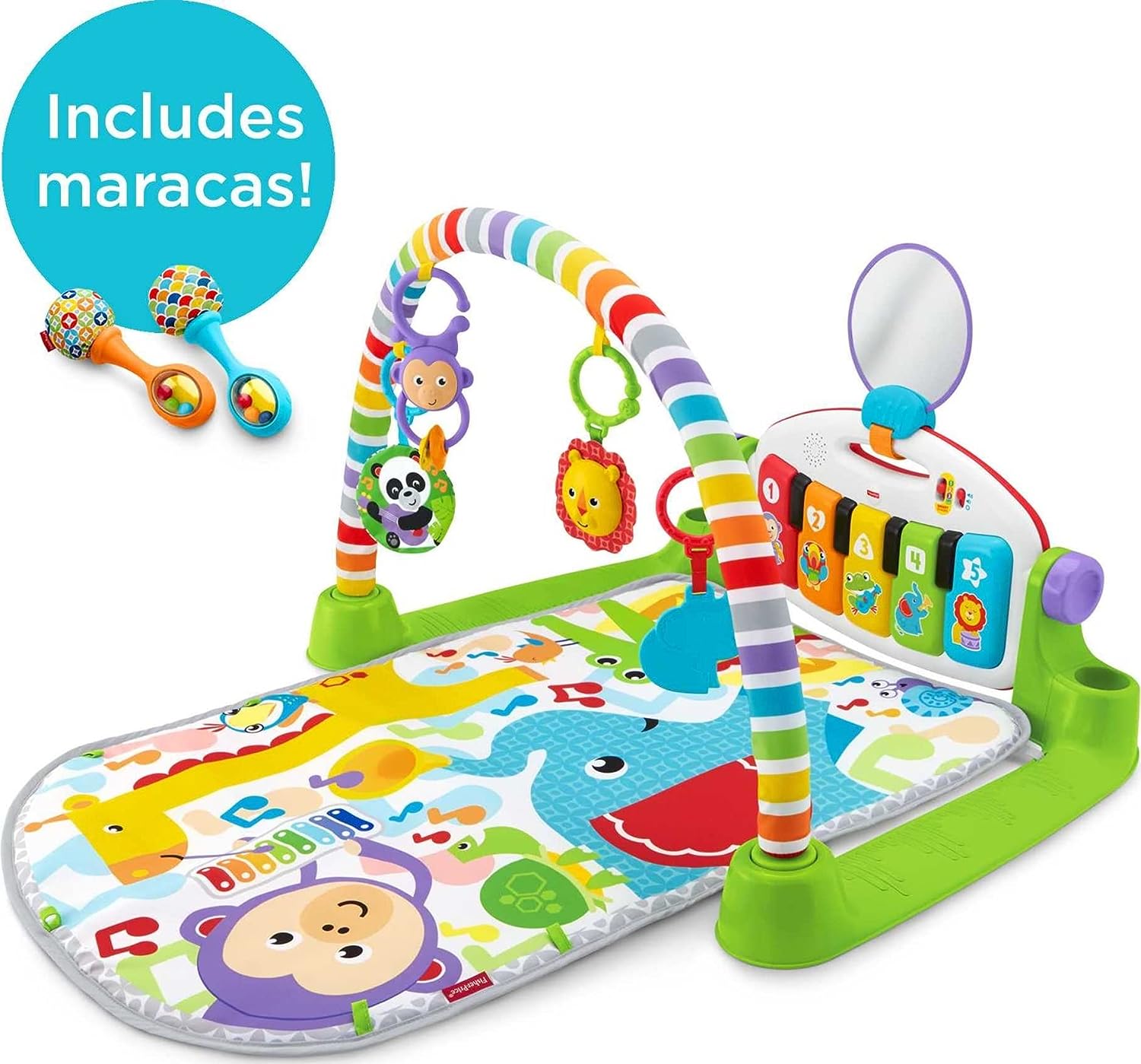 Fisher Price Baby Playmat Deluxe Kick & Play Piano Gym & Maracas with Smart Stages Learning Content