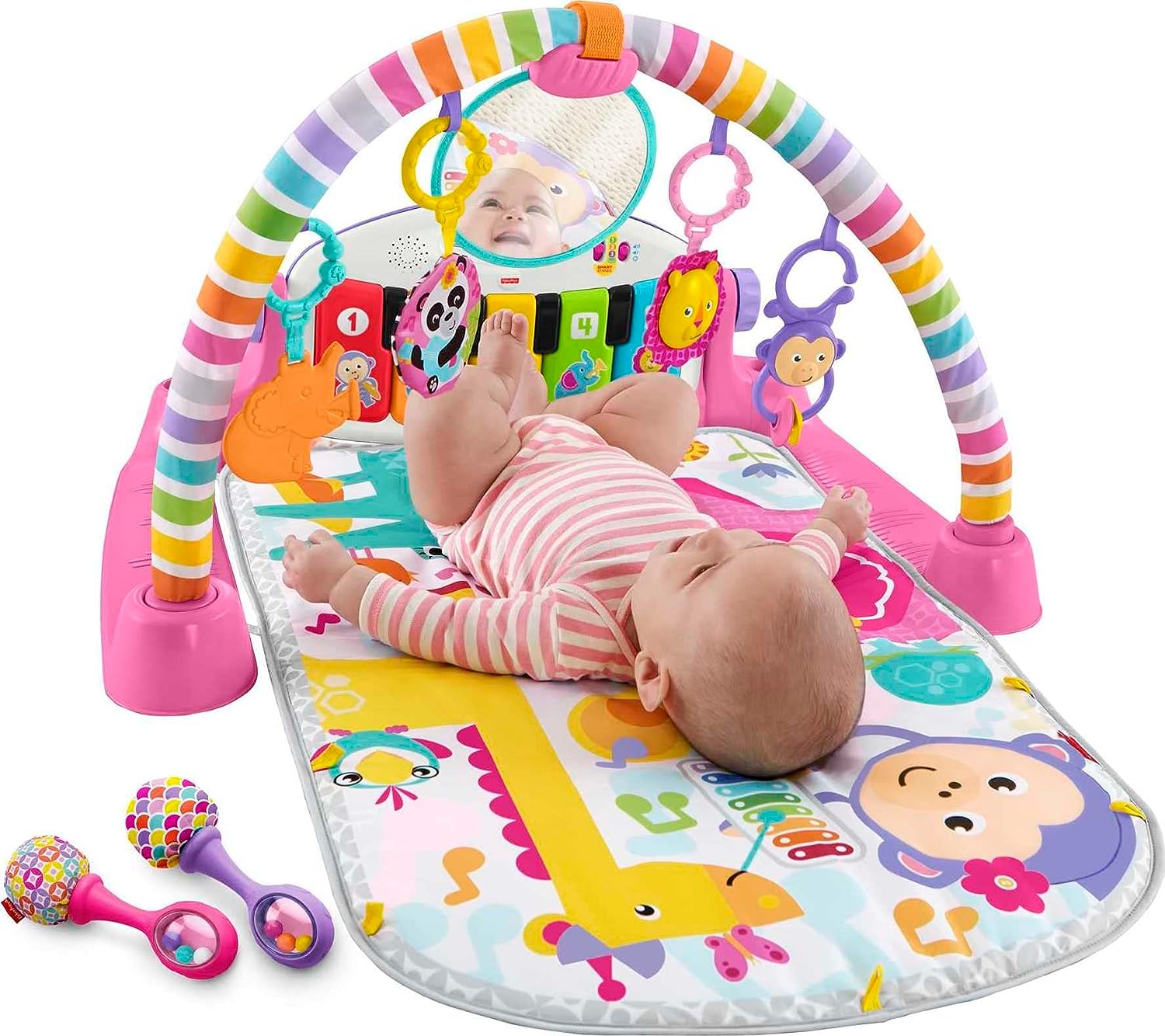 Fisher Price Baby Playmat Deluxe Kick & Play Piano Gym & Maracas with Smart Stages Learning Content