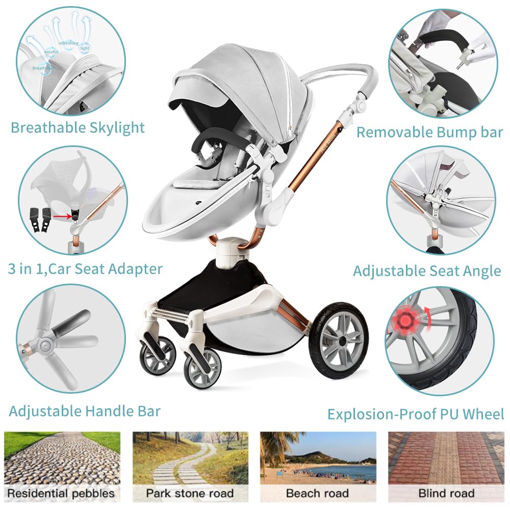 Hot Mom Baby Stroller 360 Degree Rotation Baby Bassinet and Seat Combo Pushchai & Pram