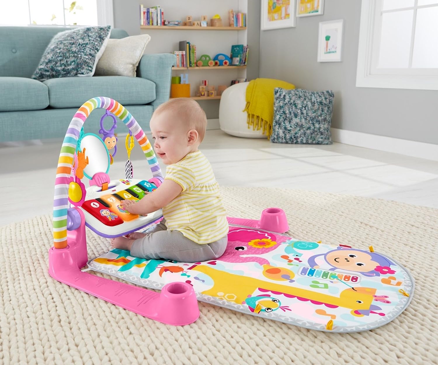 Fisher Price Baby Playmat Deluxe Kick & Play Piano Gym & Maracas with Smart Stages Learning Content