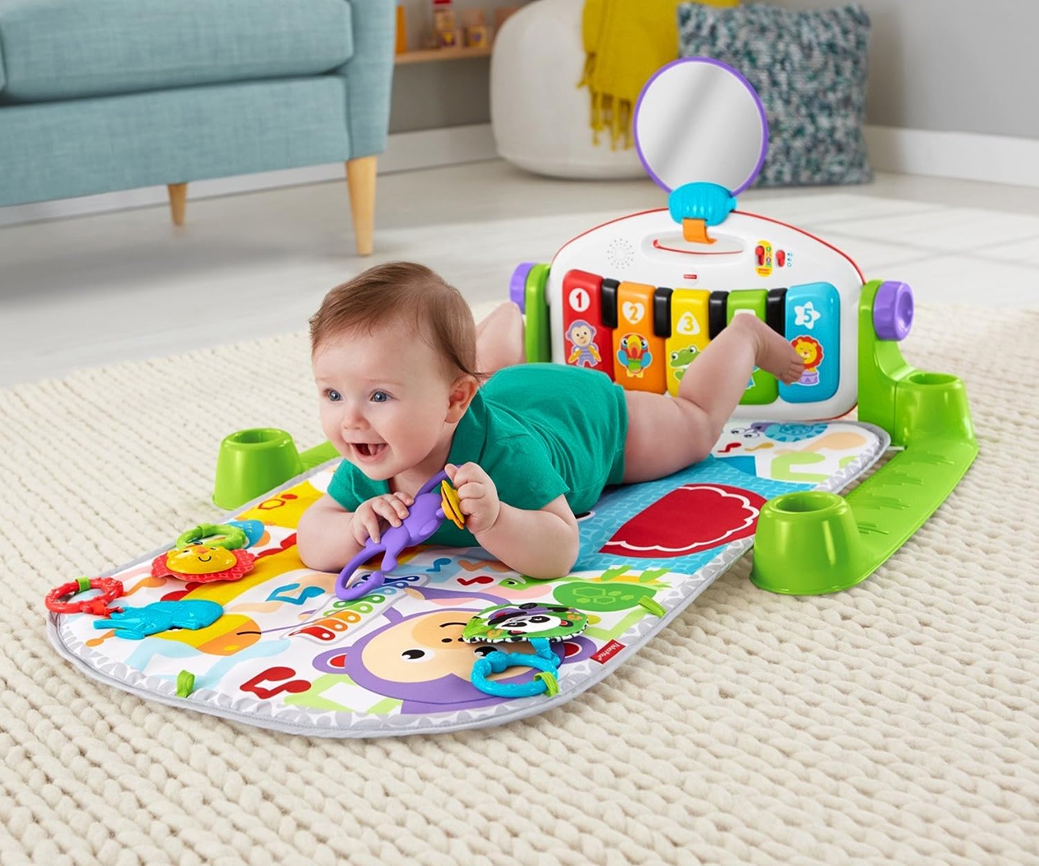 Fisher Price Baby Playmat Deluxe Kick & Play Piano Gym & Maracas with Smart Stages Learning Content