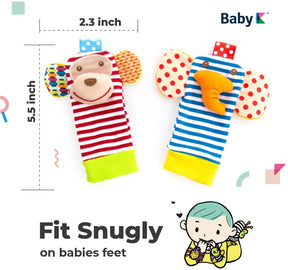 BABY Foot Finder Socks & Wrist Rattles - Newborn Toys for Baby