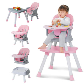 8 in 1 Convertible High Chairs for Babies and Toddlers, Kids Learning Table,Building Block Table,Kids Stool Table Chair Set with Removable Tray